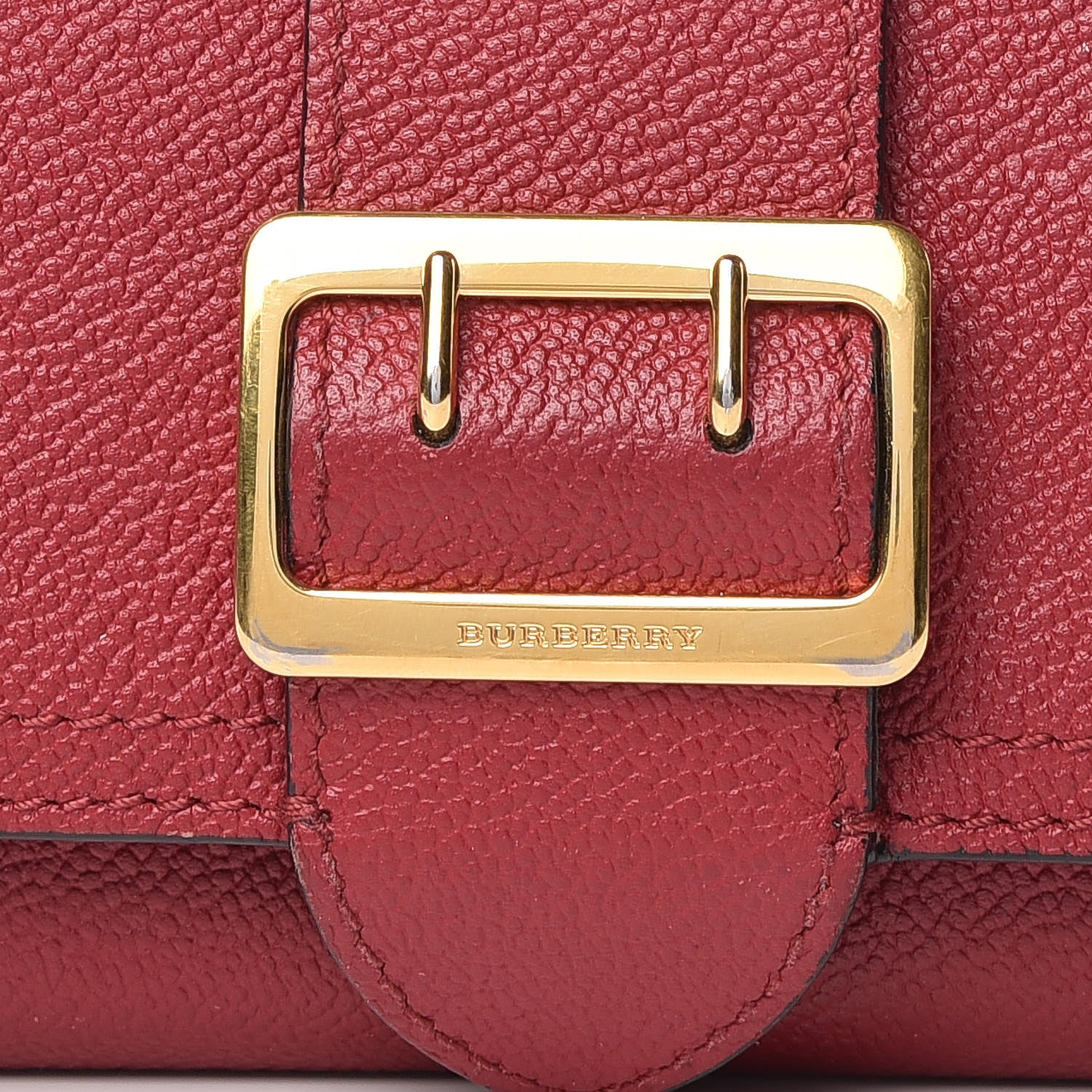 Burberry Grainy Calfskin Buckle Detail Flap Wallet Red 11 of 11