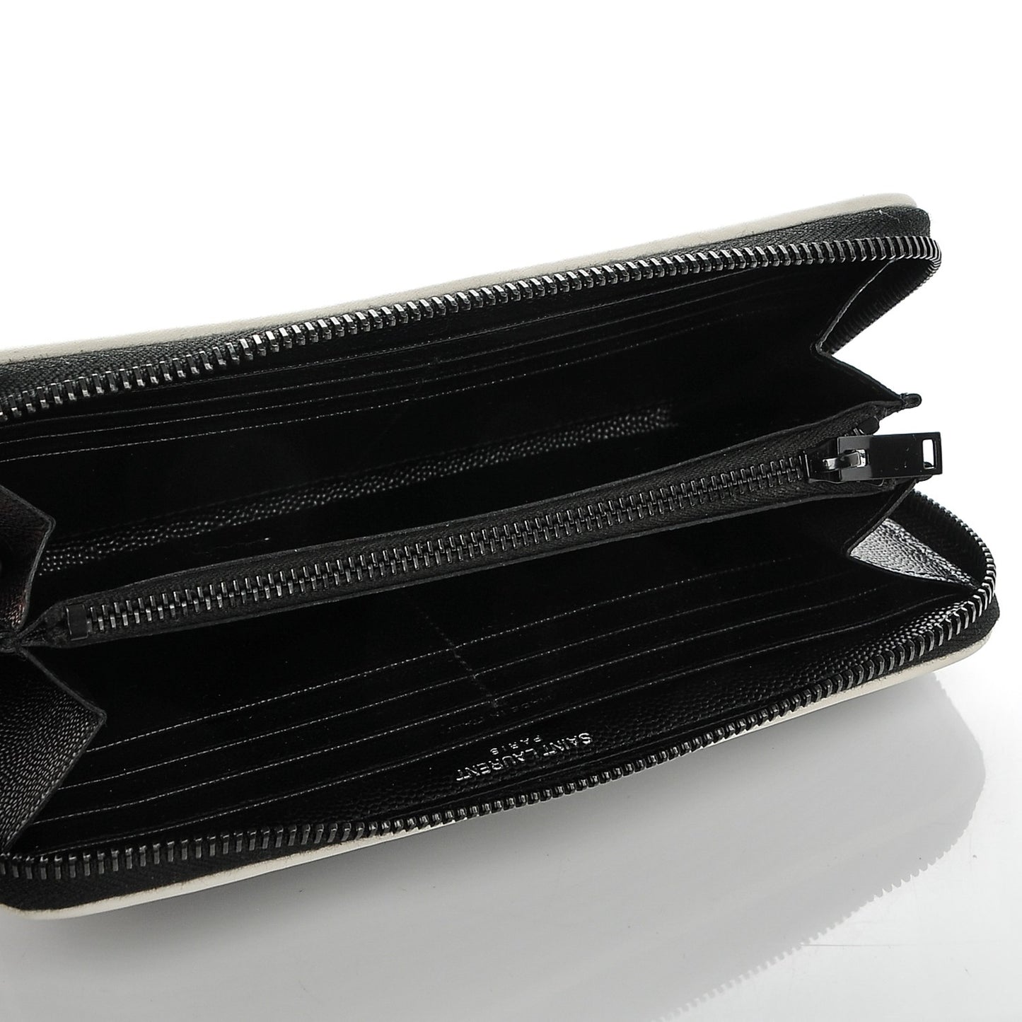 Grain De Poudre Matelasse Chevron Monogram Zip Around Wallet Black Dove White