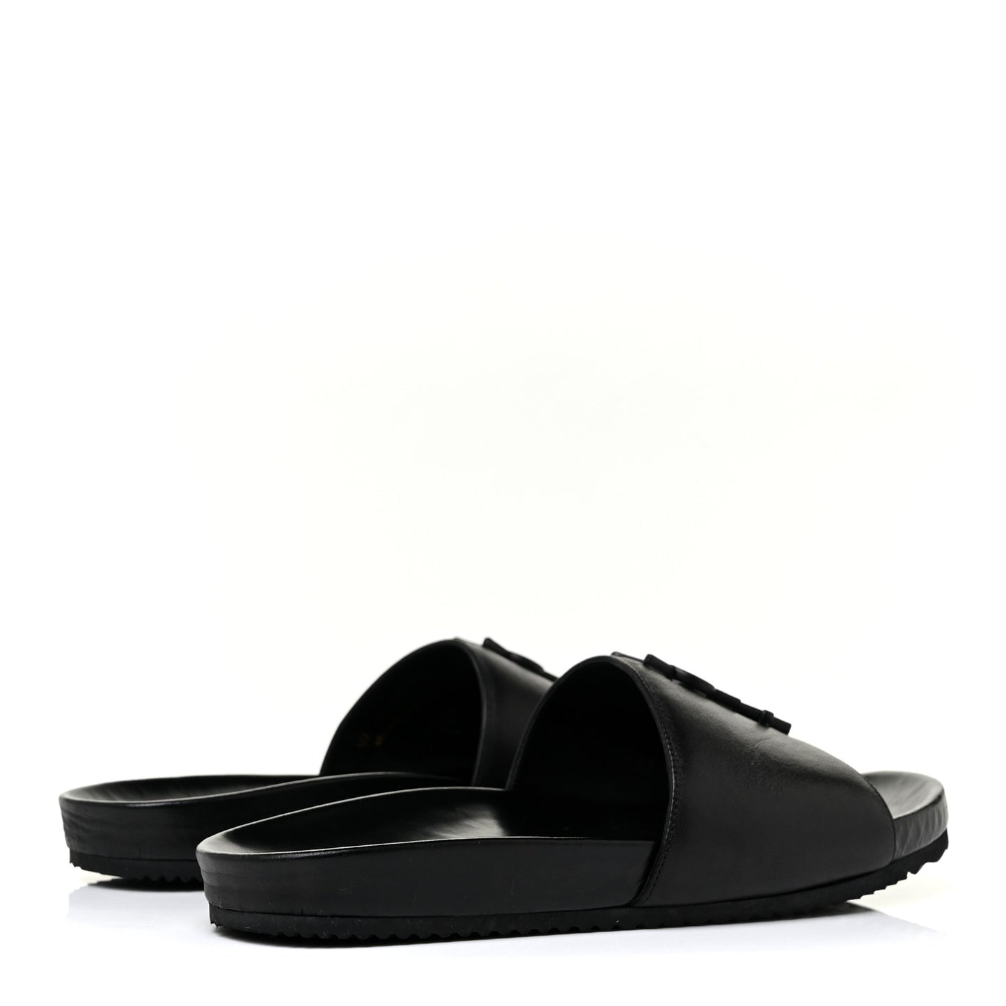 Calfskin Monogram Jimmy Joan Slide Sandals 39 Black