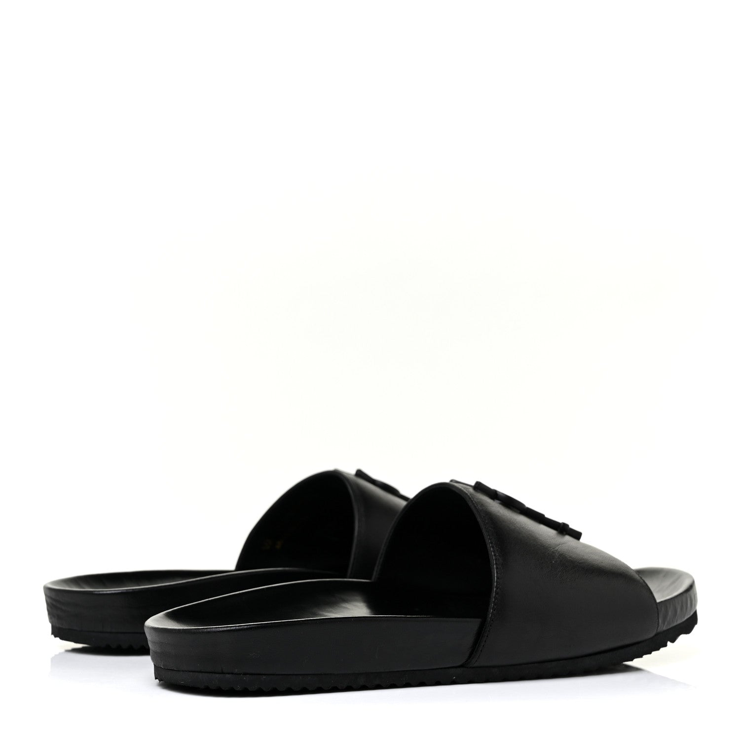 Saint Laurent Calfskin Monogram Jimmy Joan Slide Sandals 39 Black 4 of 10