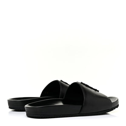 Saint Laurent Calfskin Monogram Jimmy Joan Slide Sandals 39 Black 4 of 10
