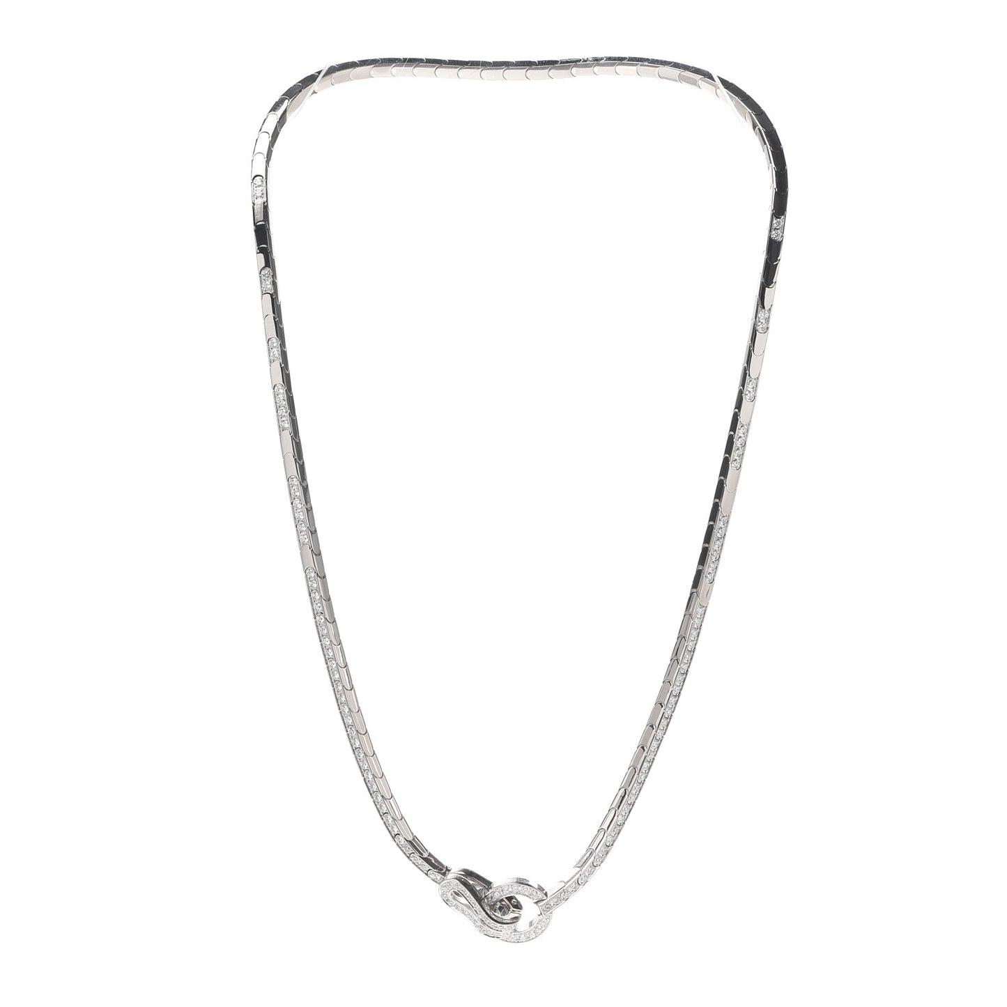 18K White Gold Diamond Agrafe Necklace