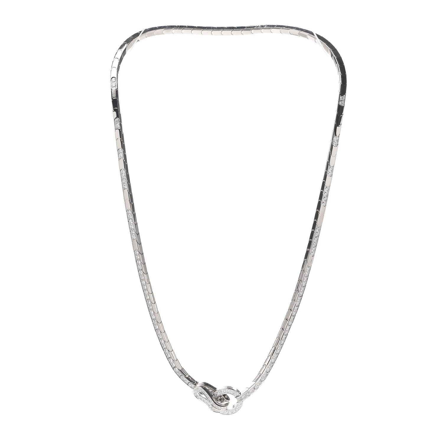 Cartier 18K White Gold Diamond Agrafe Necklace 3 of 5