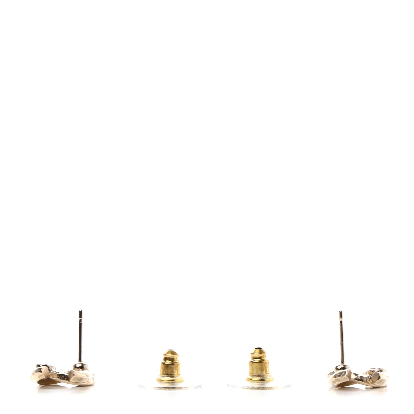 Textured Metal Crystal CC Earrings Gold