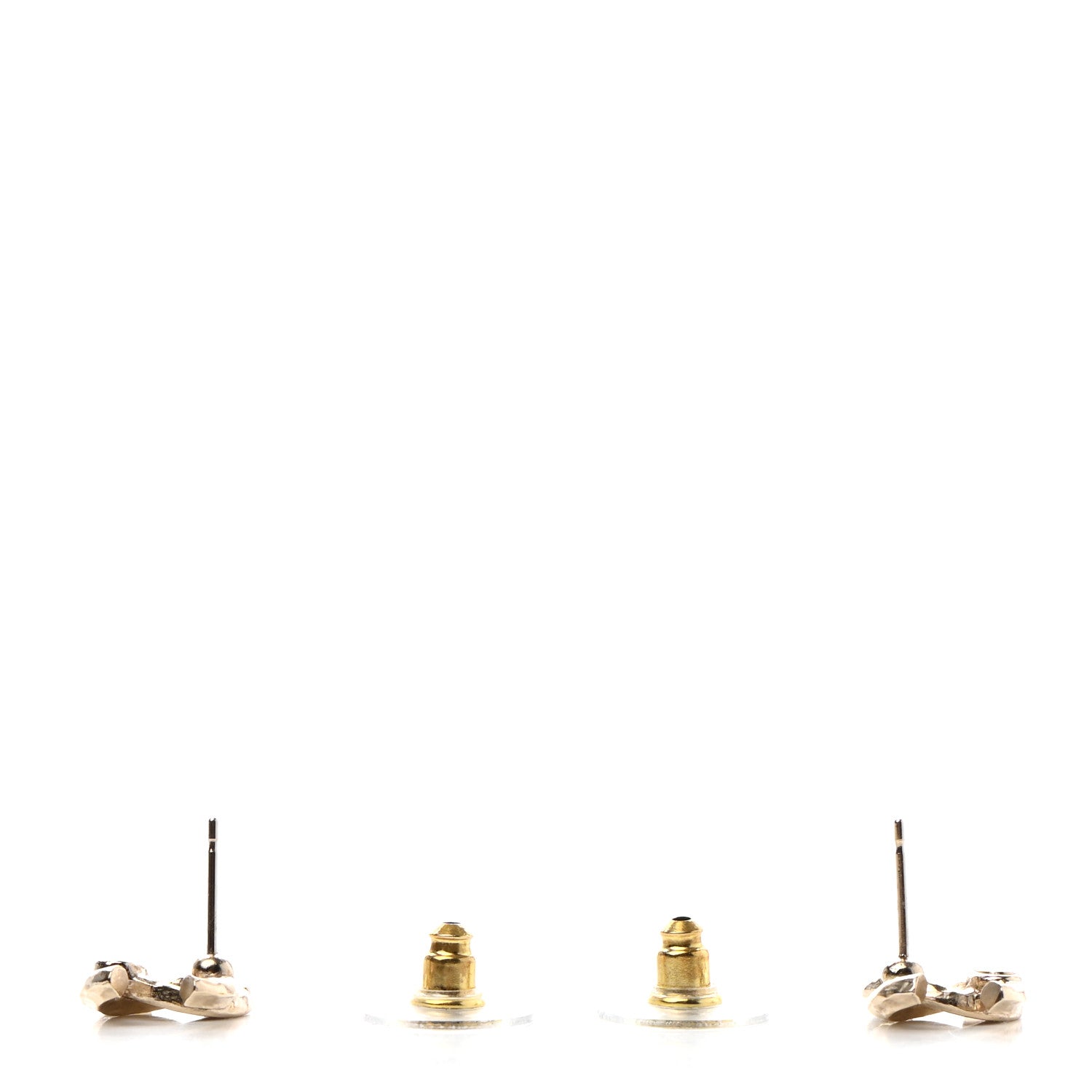 Chanel Textured Metal Crystal CC Earrings Gold 3 of 5