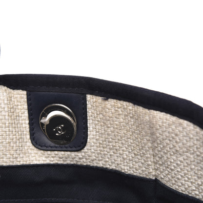 Chanel Woven Straw Raffia Small Deauville Tote White Navy 16 of 17