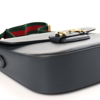 Gucci Azalea Calfskin Web Horsebit 1955 Shoulder Bag Graphite Grey 8 of 9