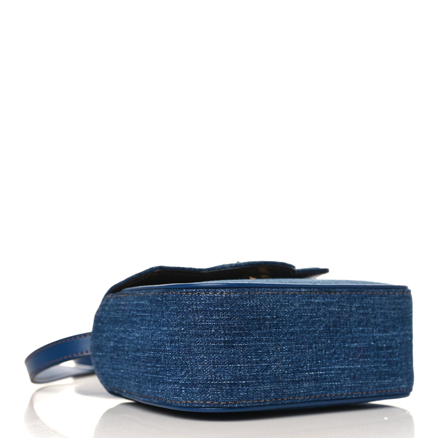 Denim Mini La Medusa Chain Top Handle Bag Navy Blue