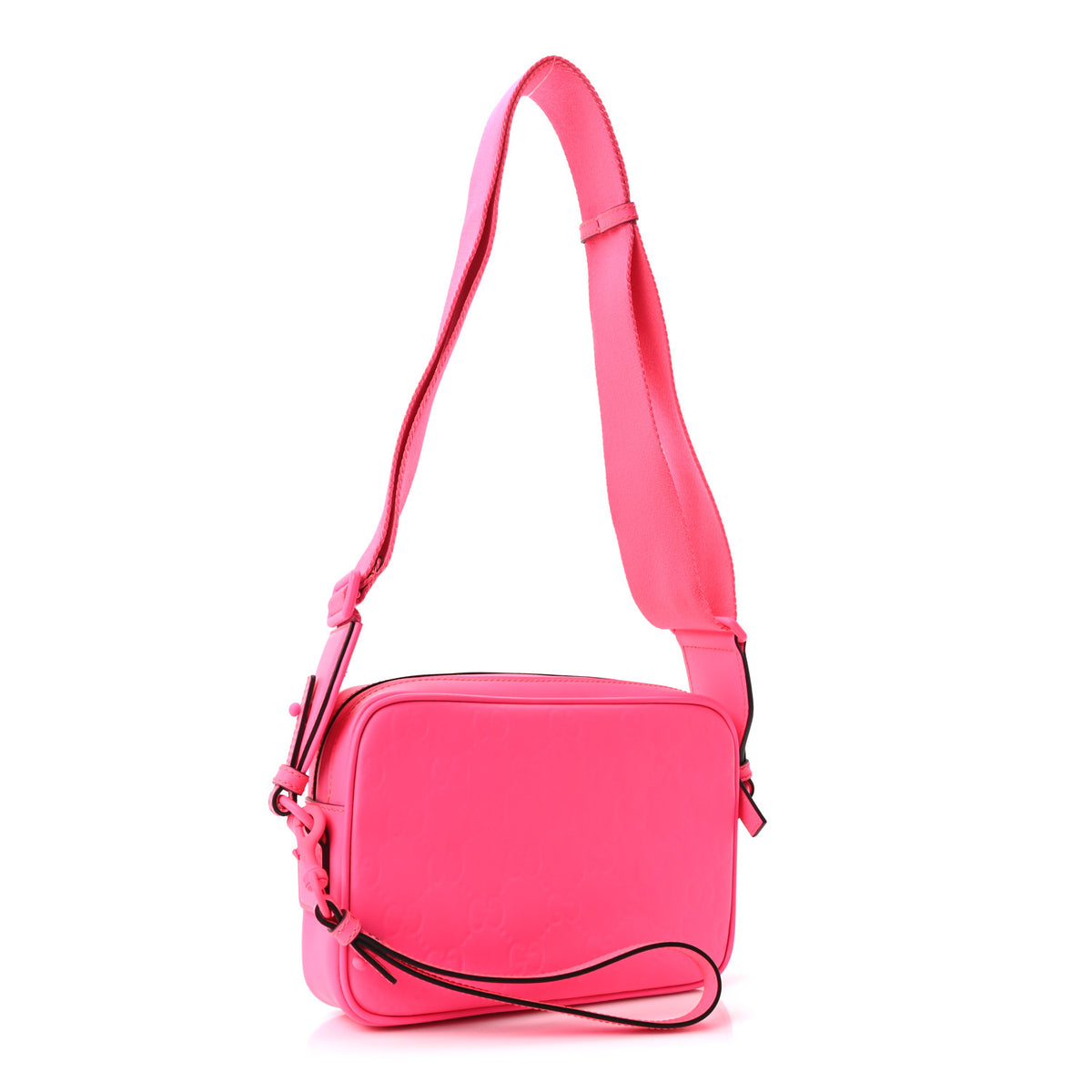 Gucci Rubber Effect Monogram GG Crossbody Bag Fluorescent Fuchsia 3 of 10