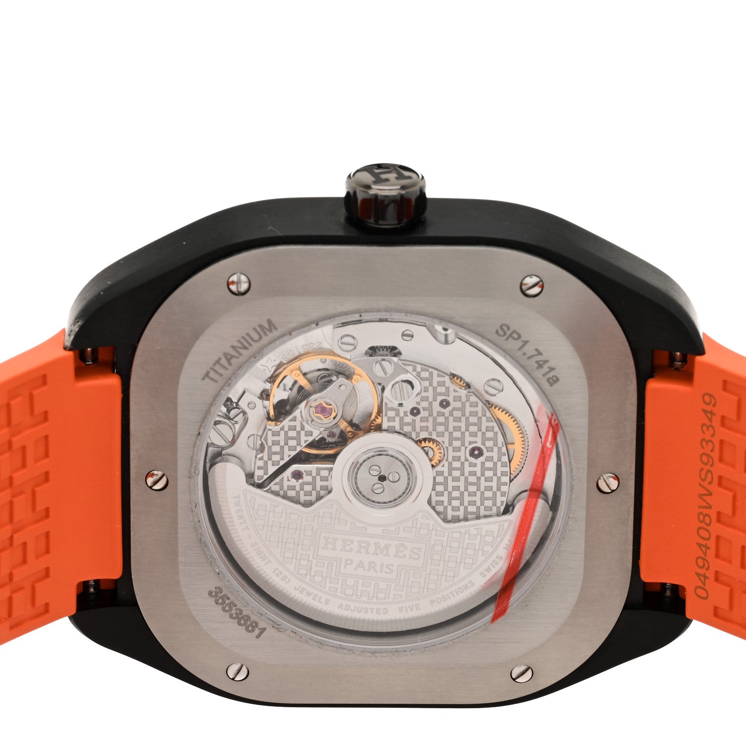 Hermes DLC Coated Titanium Rubber 39mm H08 Automatic Watch Orange 4 of 5