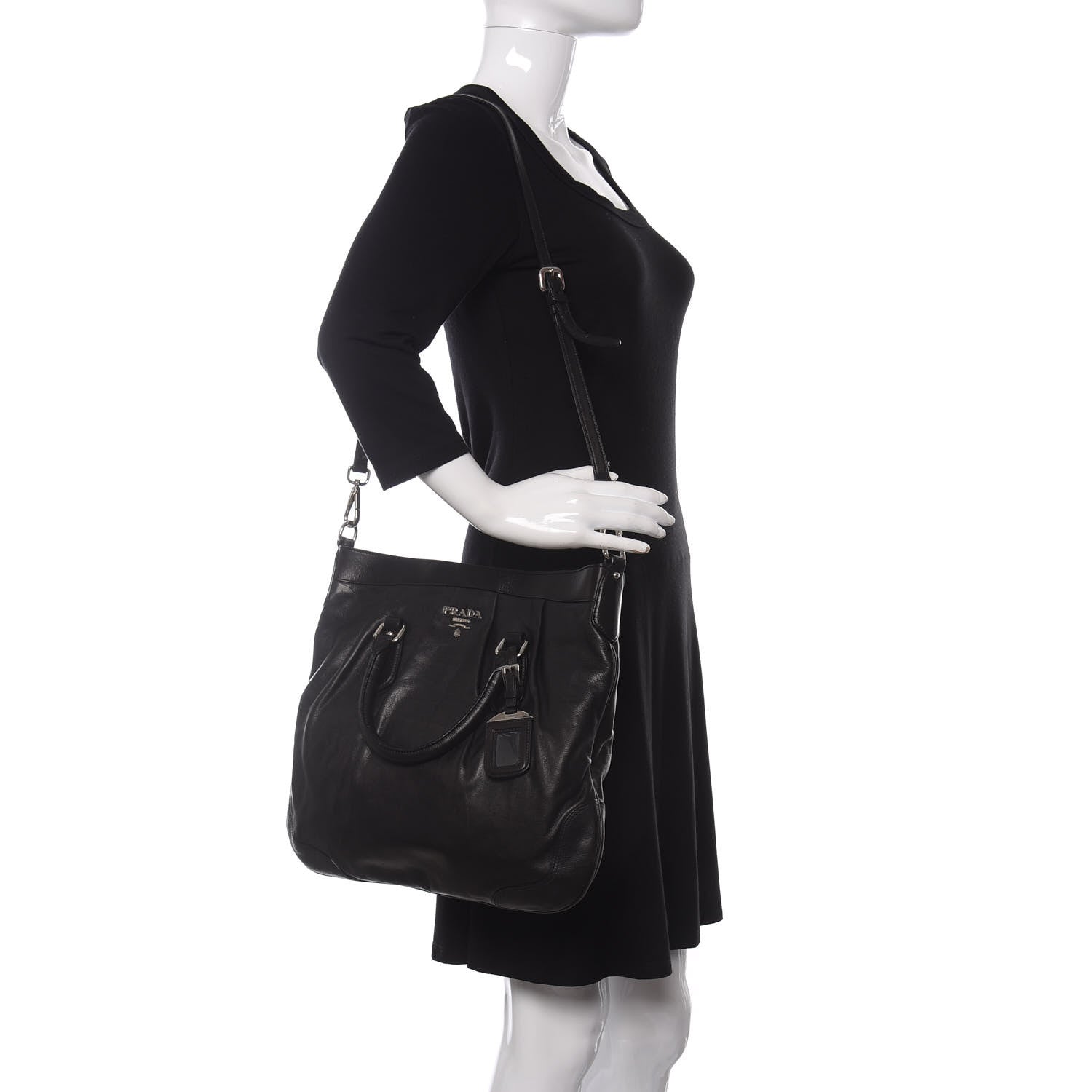 Prada Soft Calf Shopping Tote Black 2 of 10