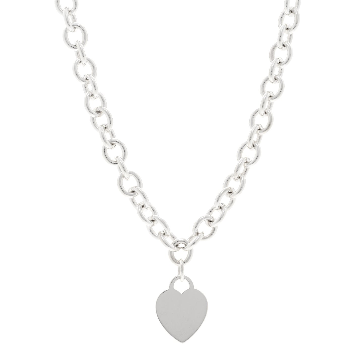 Sterling Silver Heart Tag Pendant Necklace