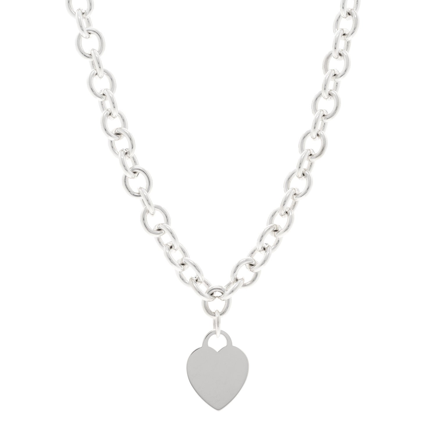 Tiffany Sterling Silver Heart Tag Pendant Necklace 1 of 5