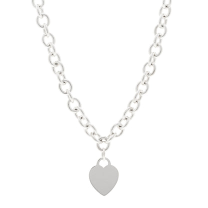 Tiffany Sterling Silver Heart Tag Pendant Necklace 1 of 5