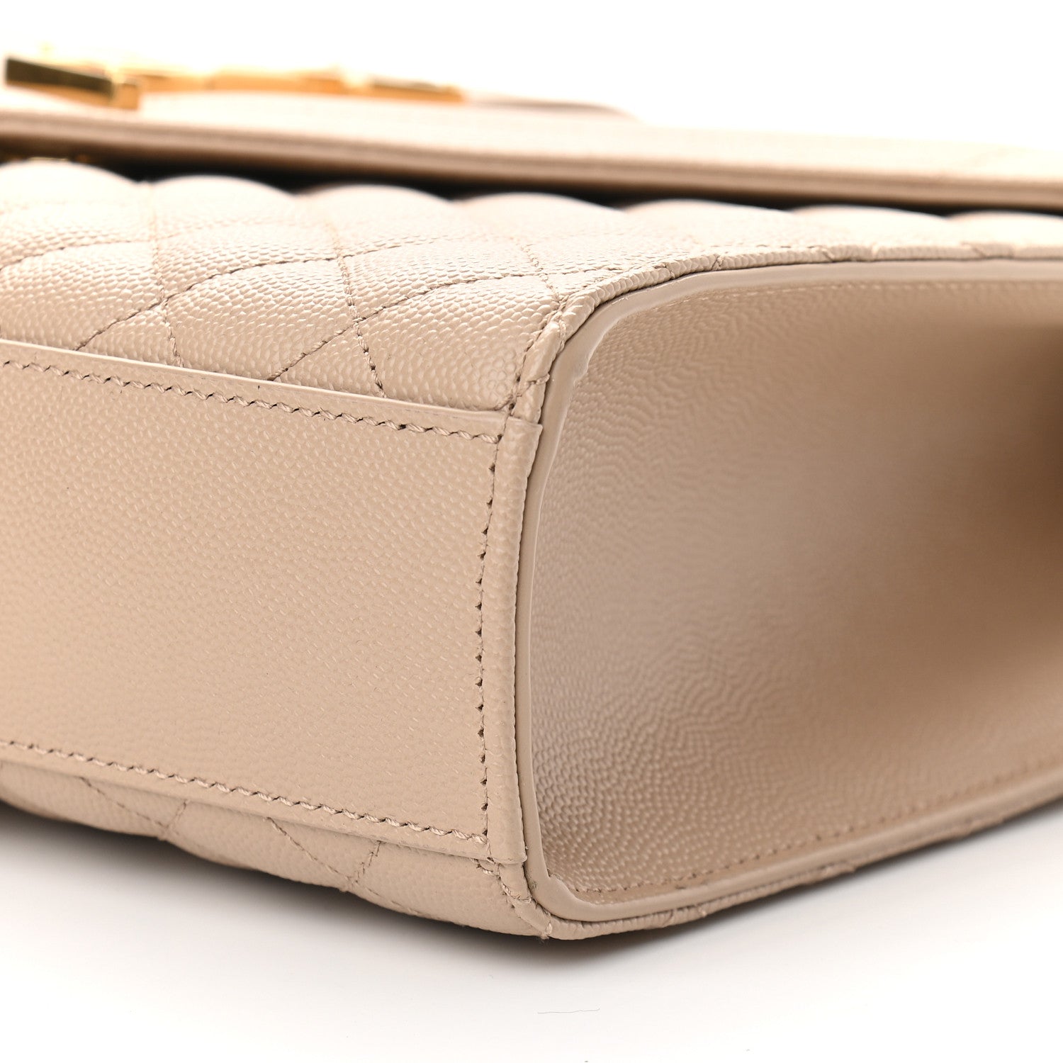 Saint Laurent Grain De Poudre Mixed Matelasse Large Triquilt Monogram Satchel Dark Beige 5 of 7