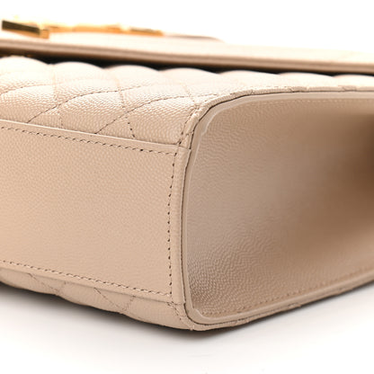 Saint Laurent Grain De Poudre Mixed Matelasse Large Triquilt Monogram Satchel Dark Beige 5 of 7