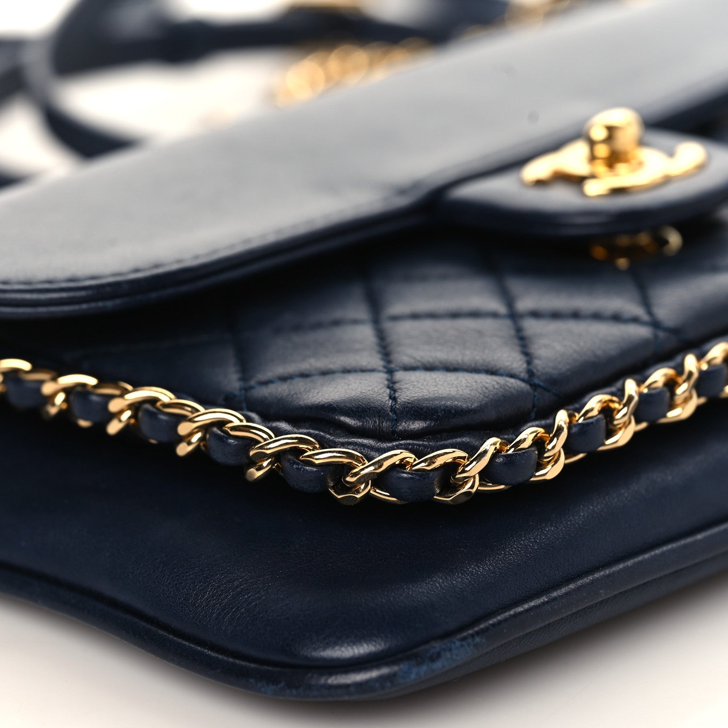 Chanel Lambskin Quilted CC Unchained Crossbody Navy 7 of 8