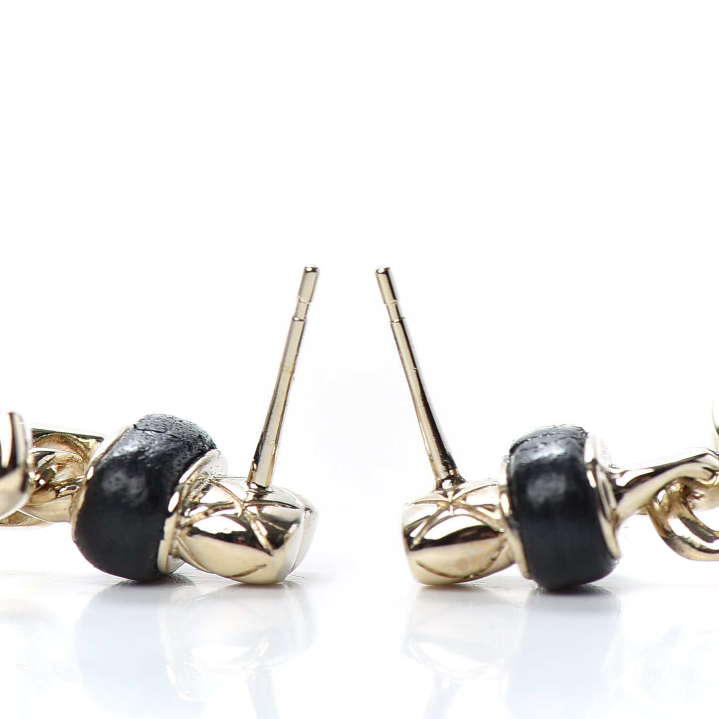 Lambskin CC Turnlock Drop Earrings Gold Black