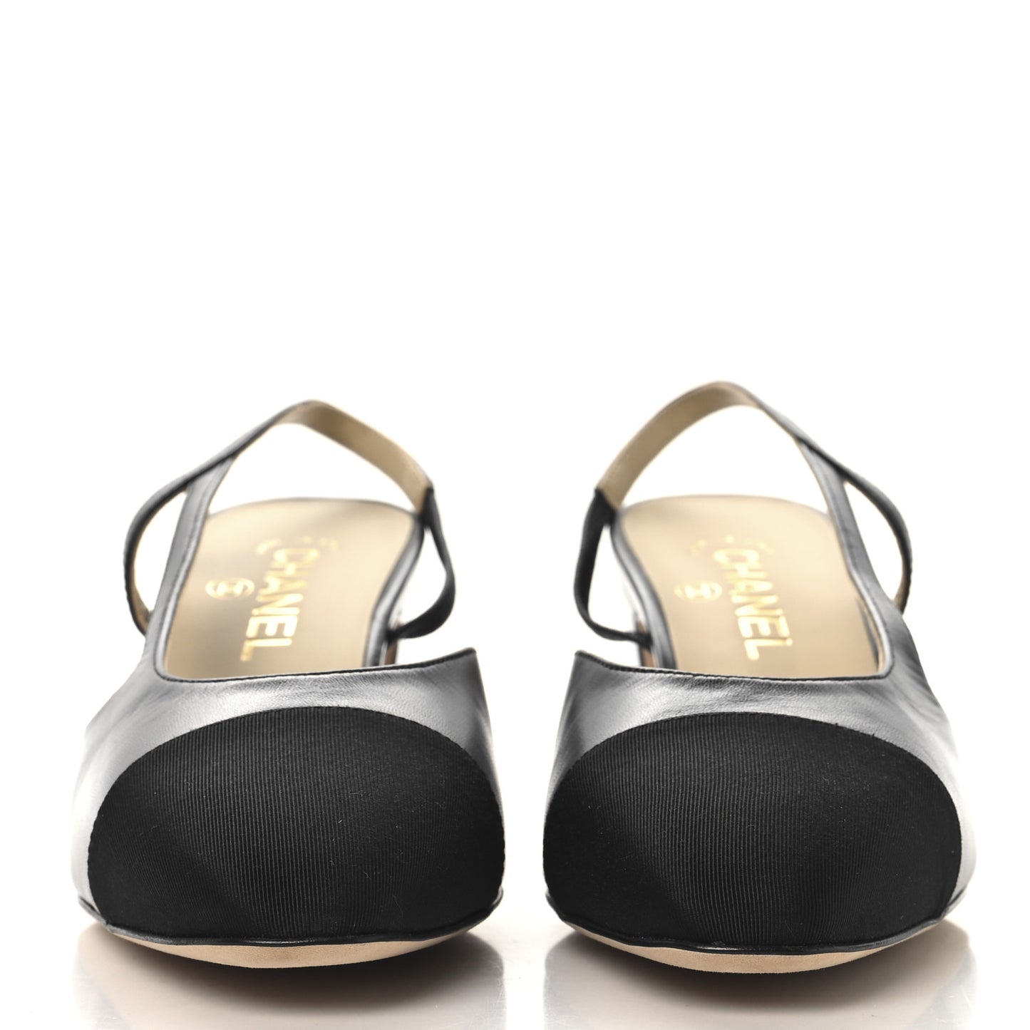 Goatskin Grosgrain Cap Toe CC Slingback Pumps 40 Black