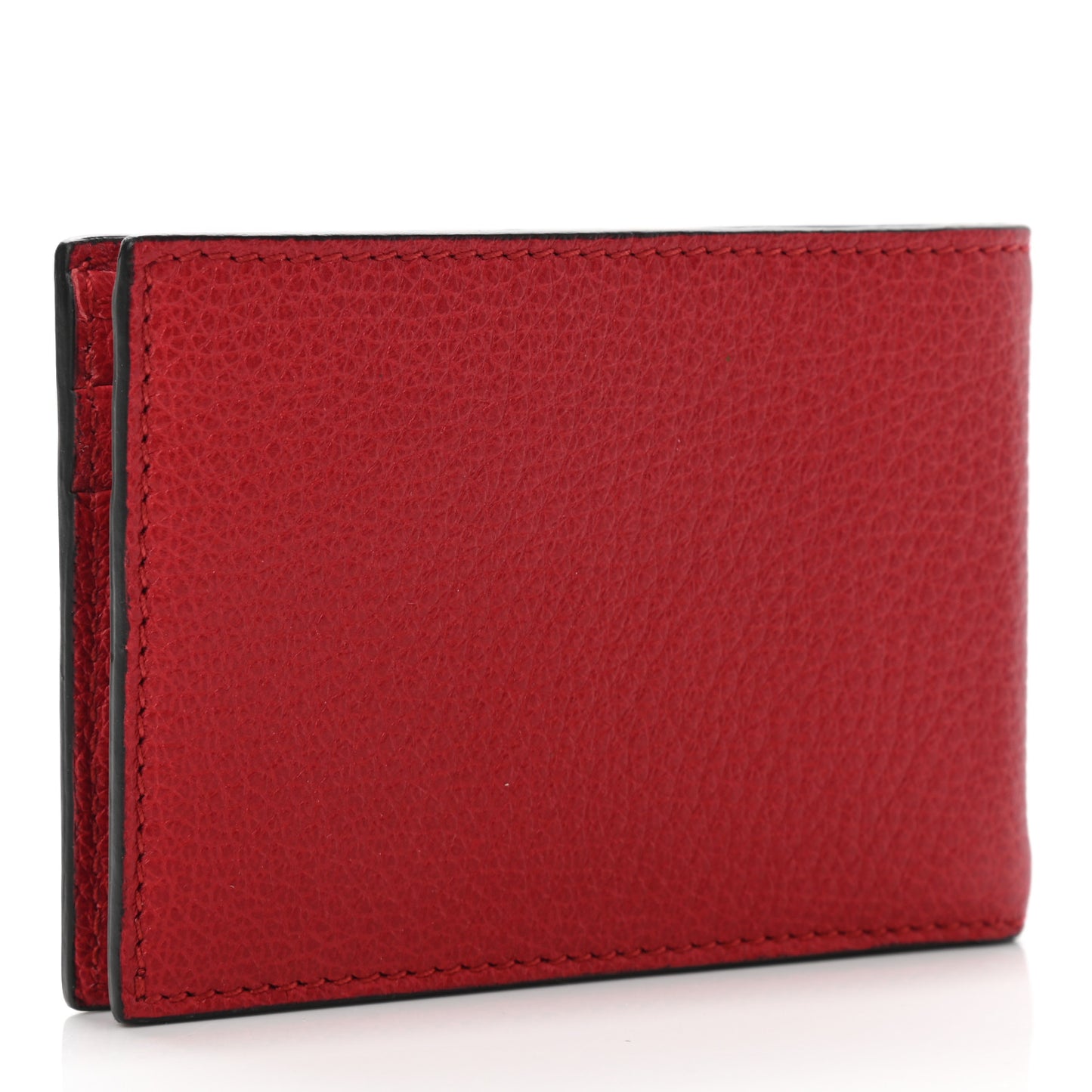 Calfskin Logo Bi-Fold Short Wallet Red