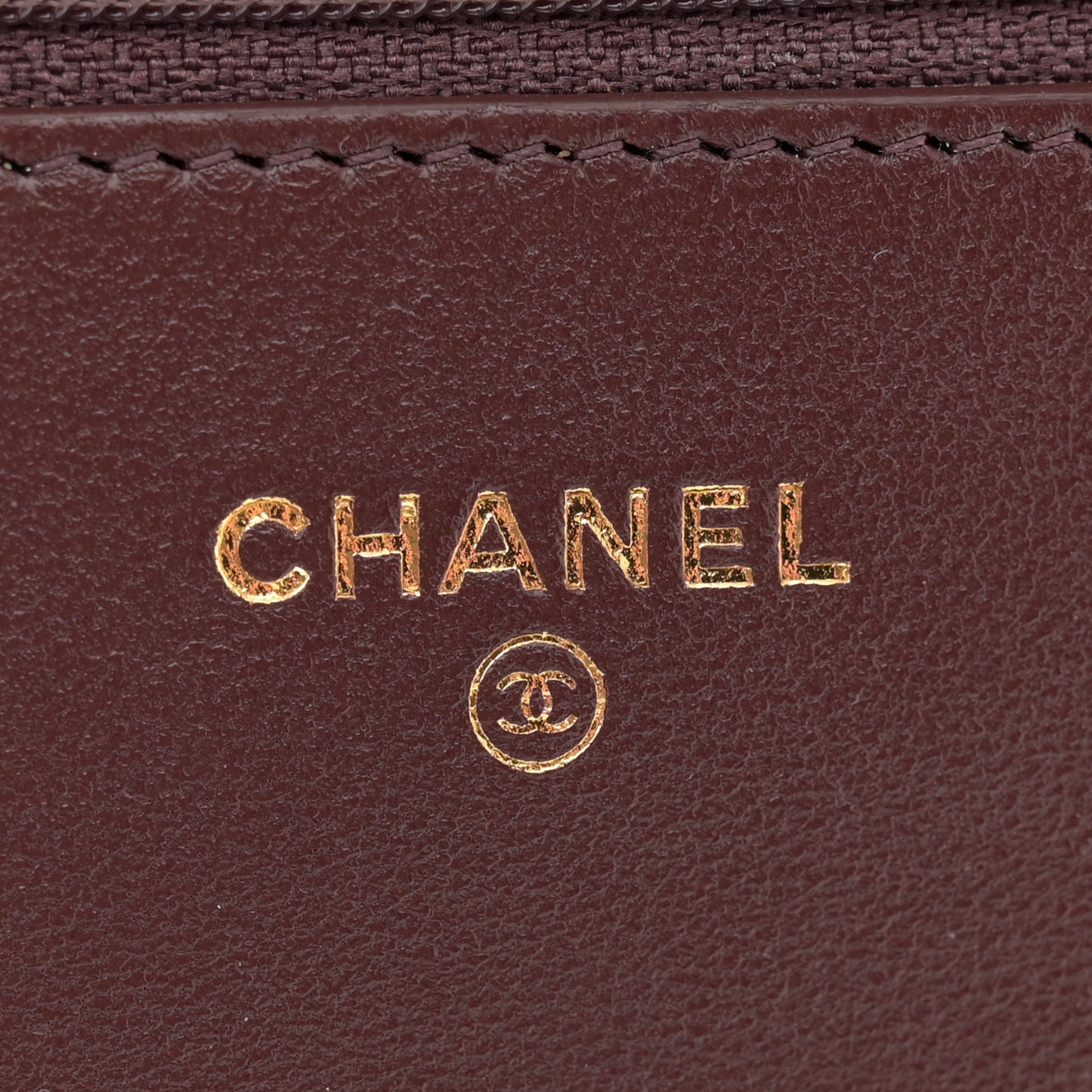 Lambskin Quilted CC Pearl Crush Wallet on Chain WOC Dark Brown