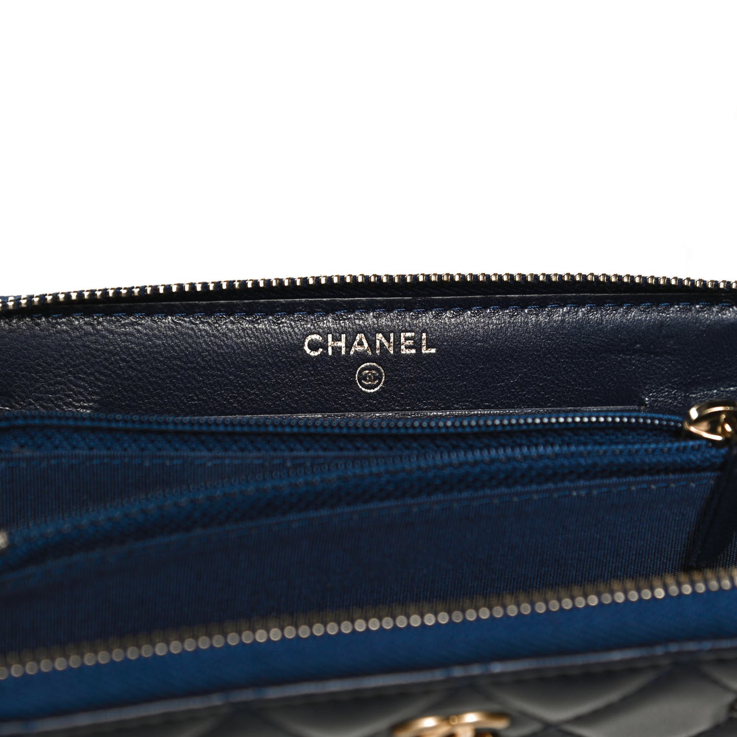 Lambskin Quilted Small Lucky Charms Zip Around Wallet Navy