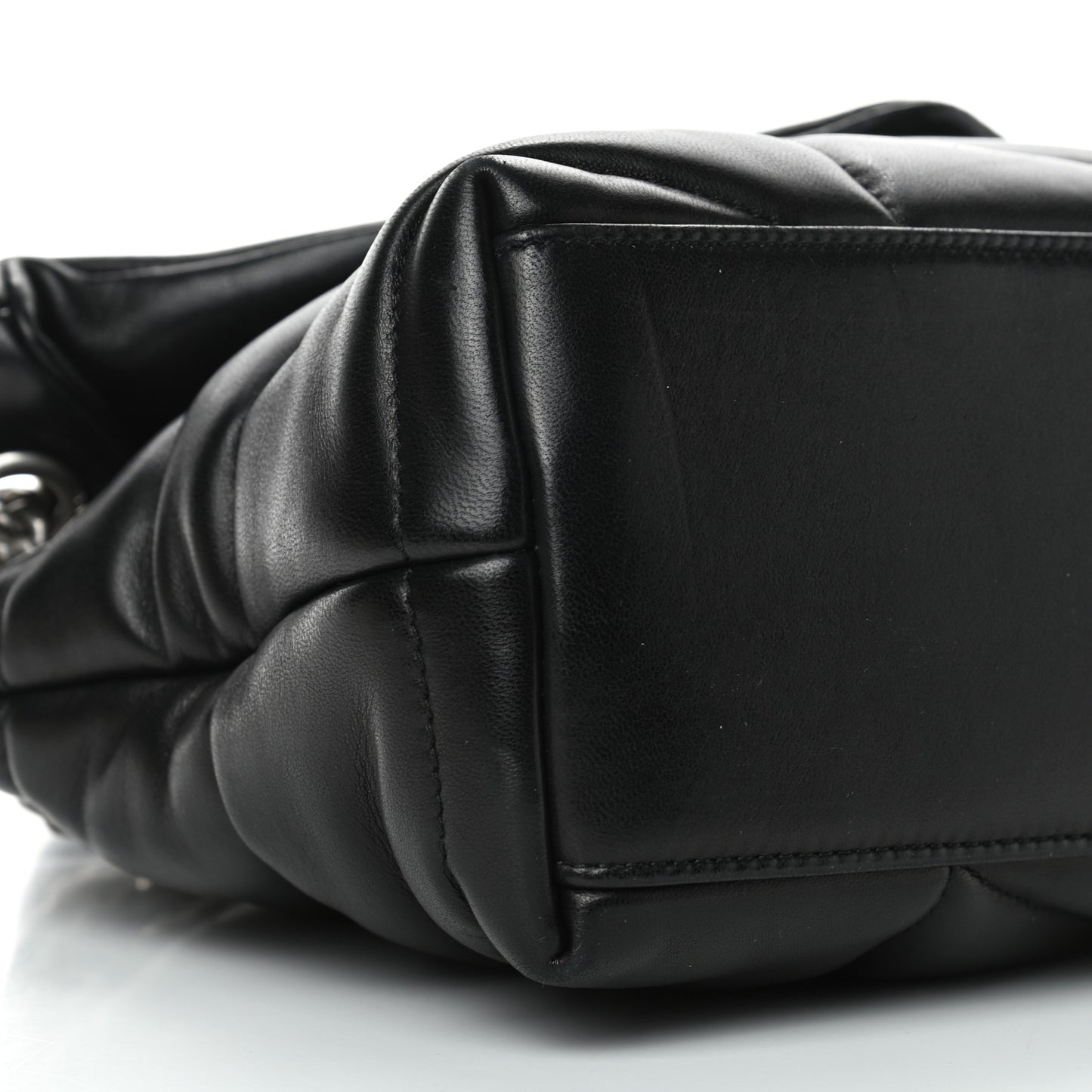 Lambskin Quilted Small Loulou Puffer Monogram Chain Satchel Black