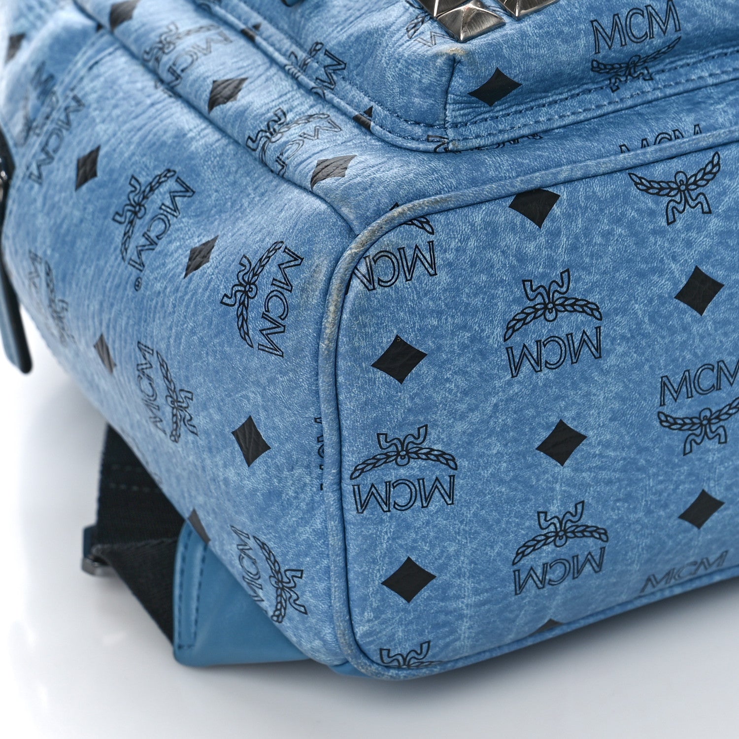 MCM Visetos Studded Small Stark M Backpack Blue 7 of 8