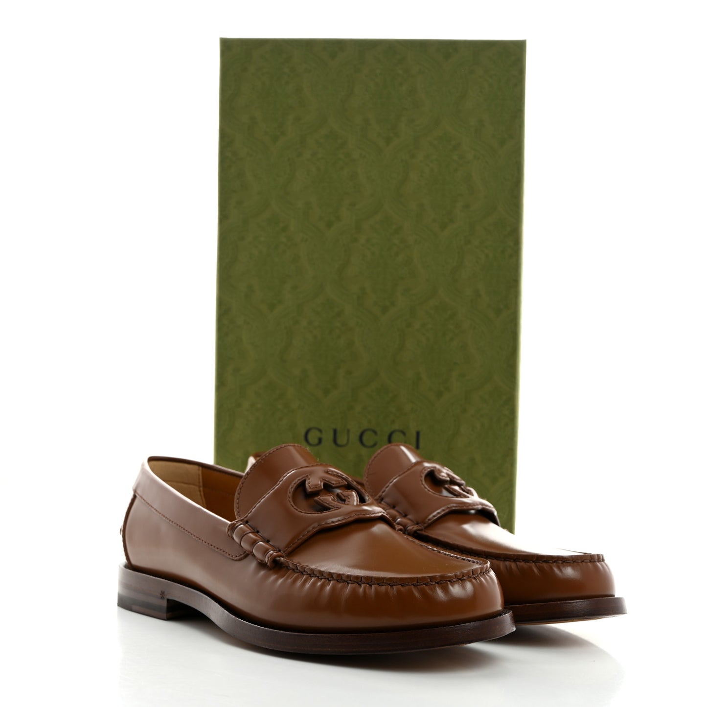 Calfskin Mens Interlocking G Millennial Ribot Loafers 8 Cuir