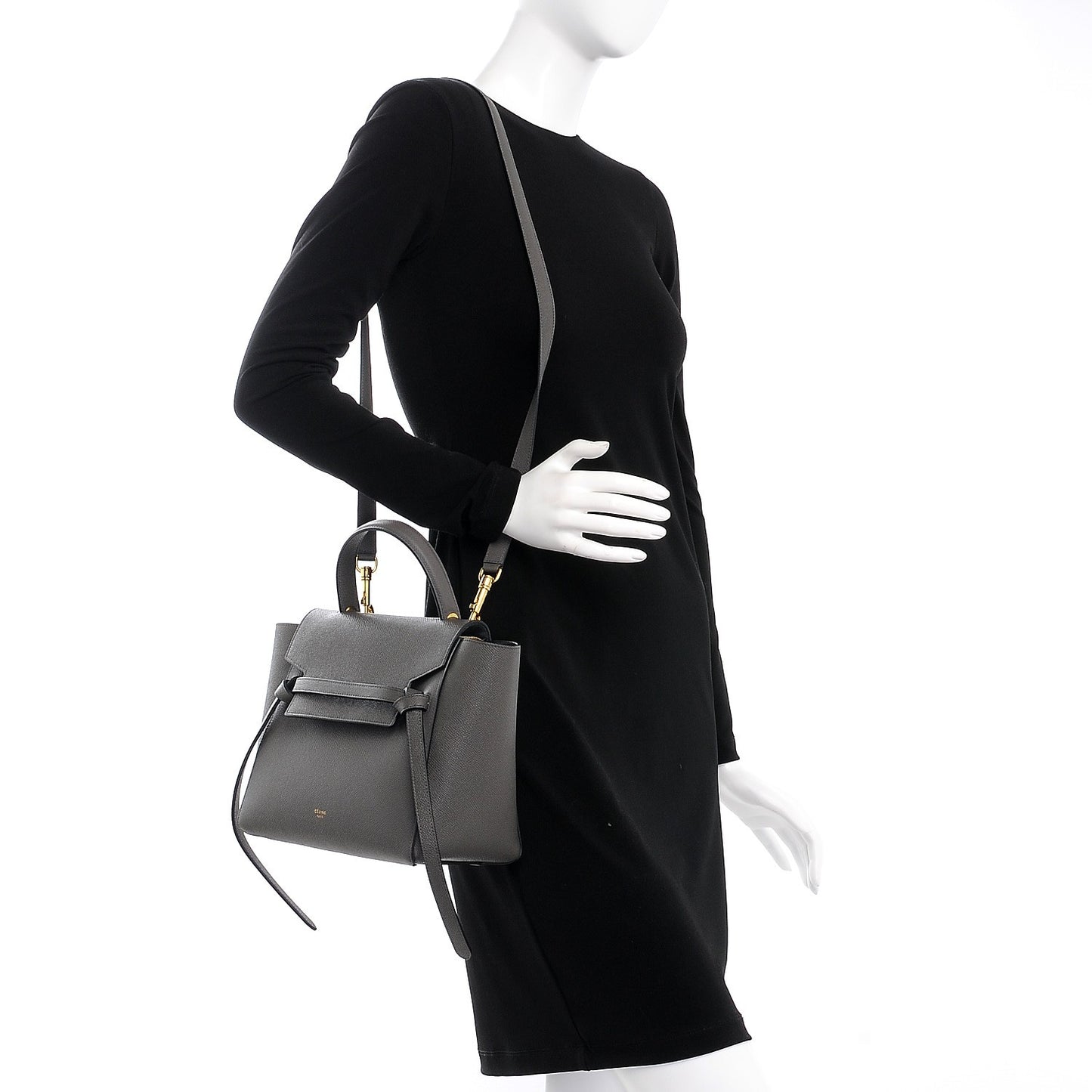 Grained Calfskin Micro Belt Bag Grey