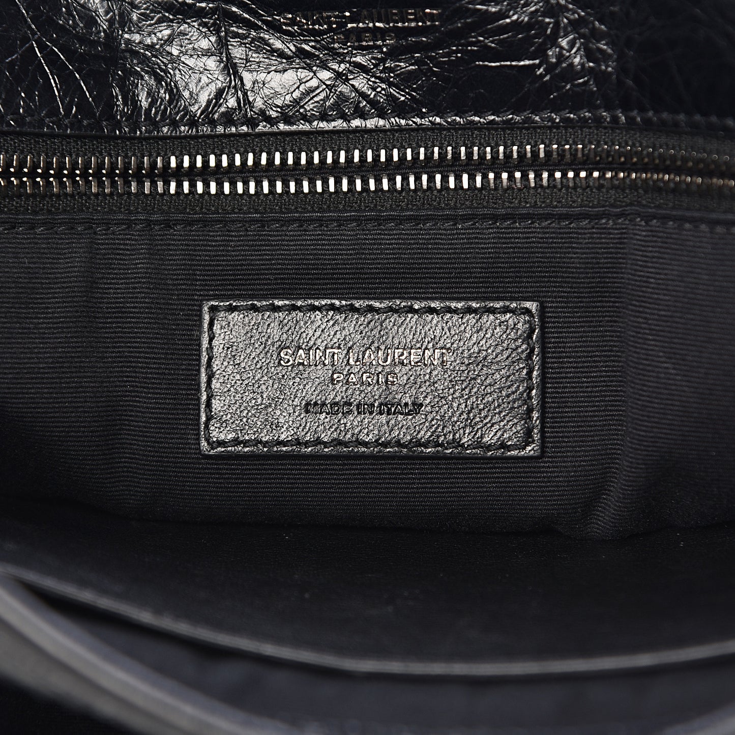 Crinkled Calfskin Matelasse Monogram Medium Niki Chain Satchel Black
