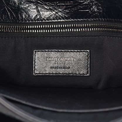 Saint Laurent Crinkled Calfskin Matelasse Monogram Medium Niki Chain Satchel Black 6 of 10