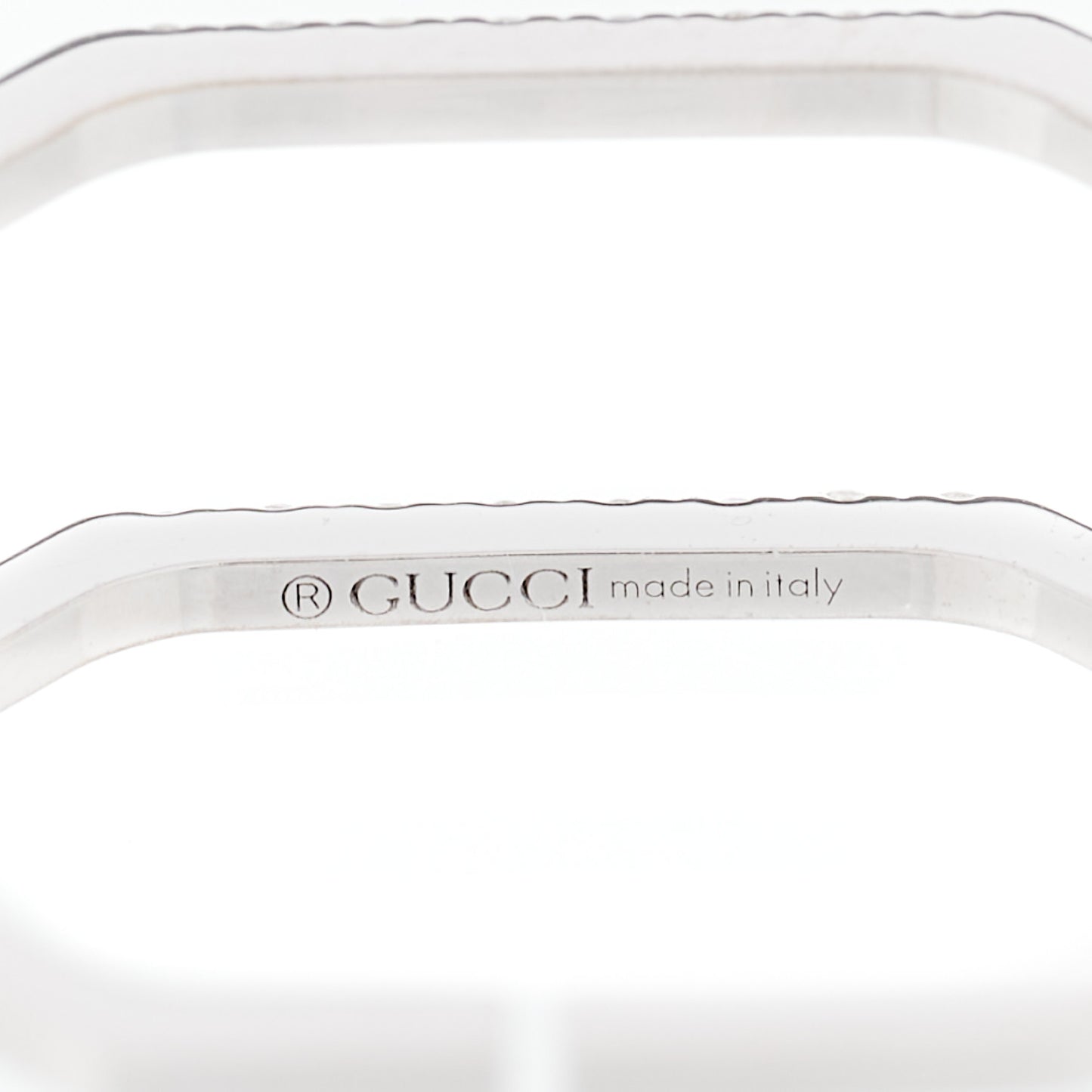 18K White Gold Diamond Double G Wide Ring 53 6.25
