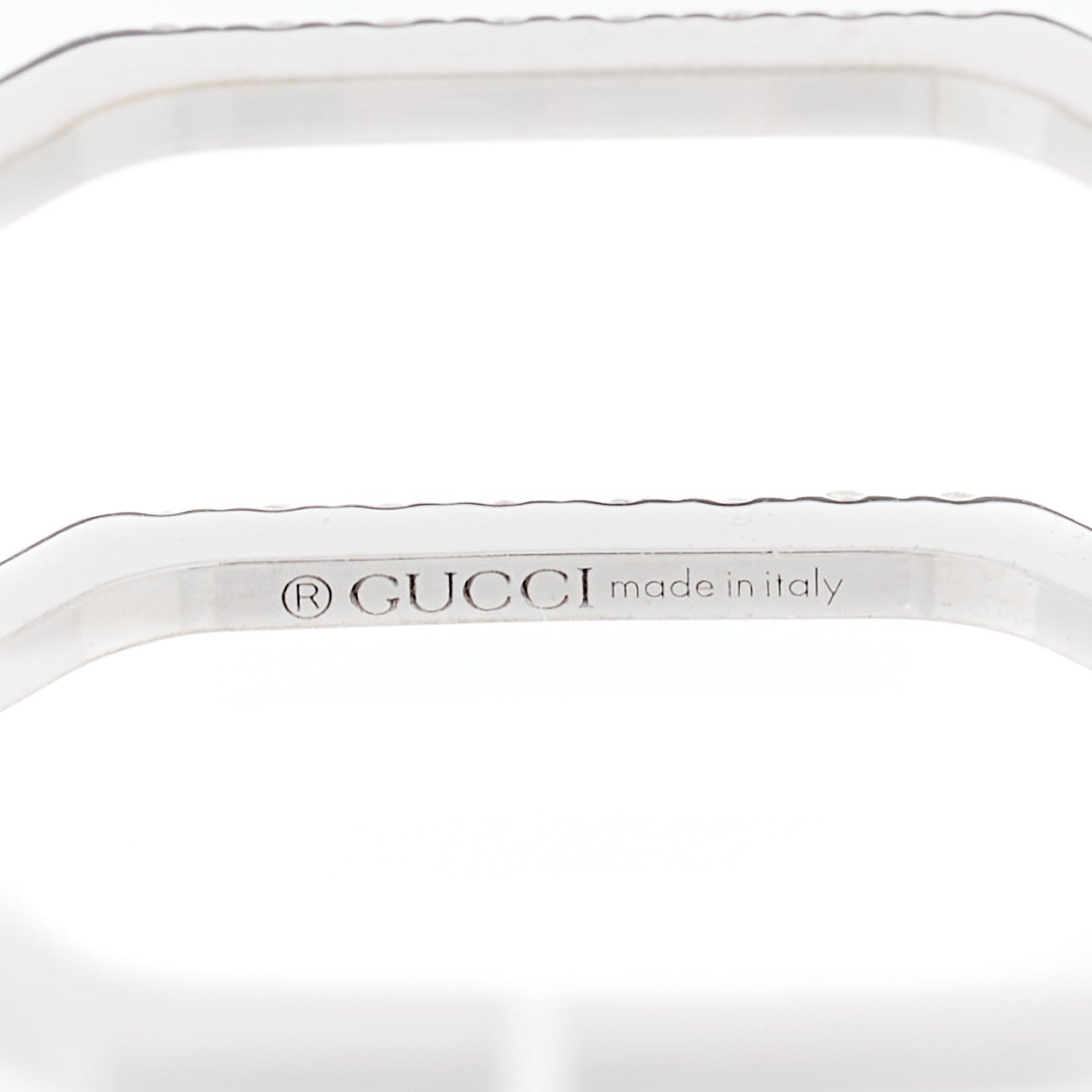 Gucci 18K White Gold Diamond Double G Wide Ring 53 6.25 5 of 5