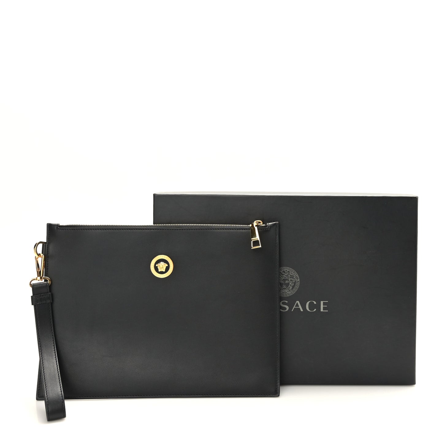 Calfskin La Medusa Large Pouch Black