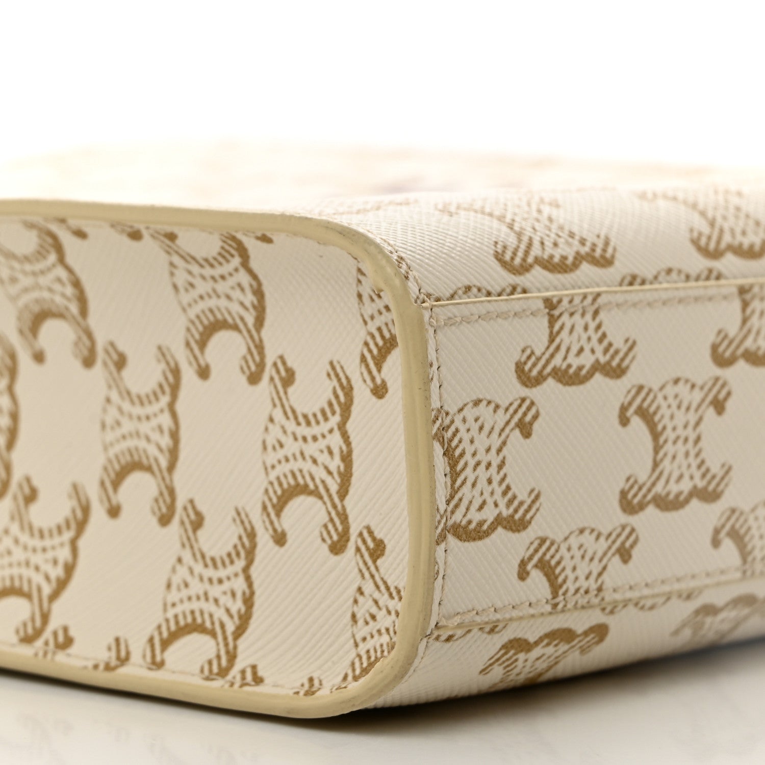 Celine Triomphe Canvas Calfskin Mini Vertical Cabas White 9 of 10