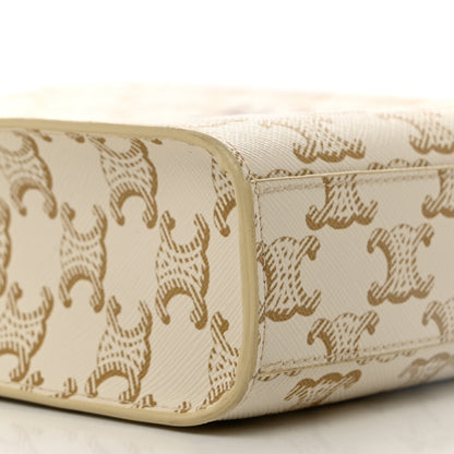 Celine Triomphe Canvas Calfskin Mini Vertical Cabas White 9 of 10