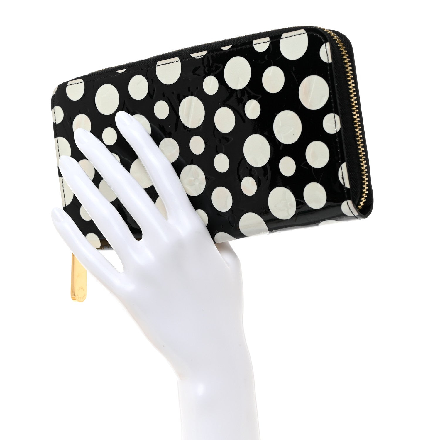 Louis Vuitton Vernis Kusama Infinity Dots Zippy Wallet Black 2 of 8