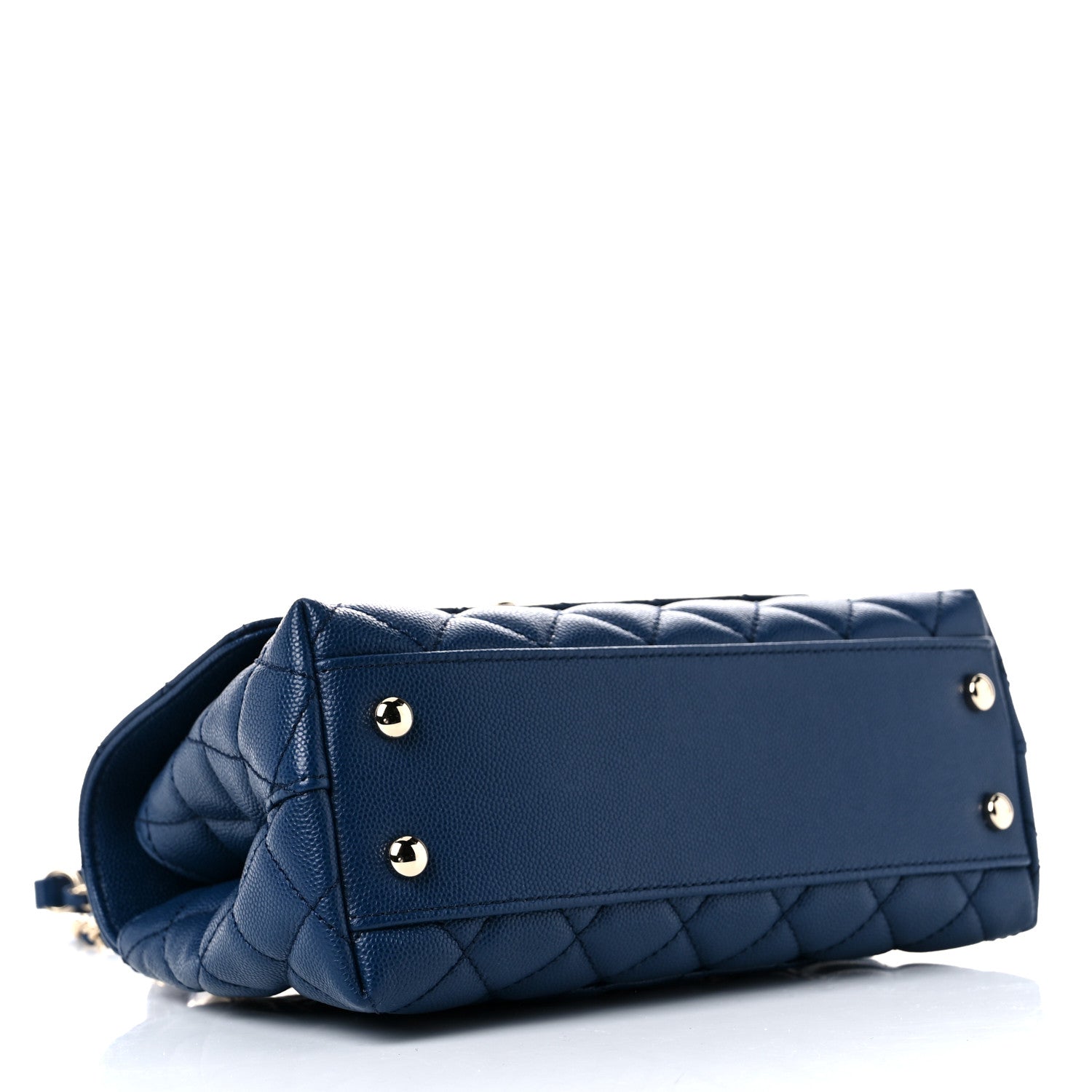 Chanel Caviar Quilted Lizard Embossed Mini Coco Handle Flap Navy Blue 3 of 9