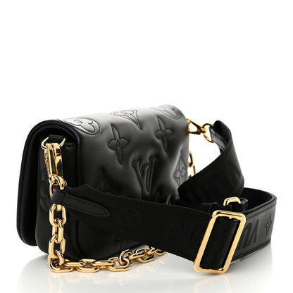 Louis Vuitton Calfskin Bubblegram Wallet On Strap Black 3 of 11