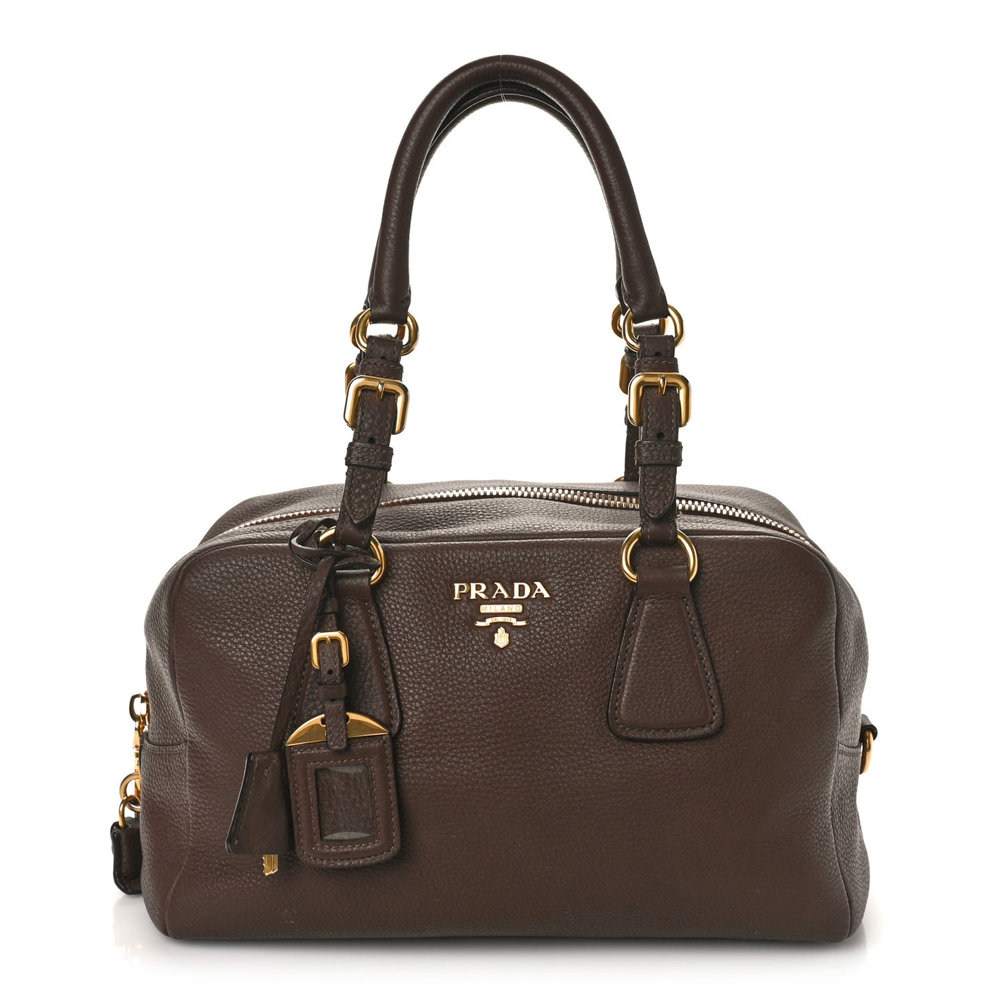 Vitello Daino Shopping Satchel Dark Brown
