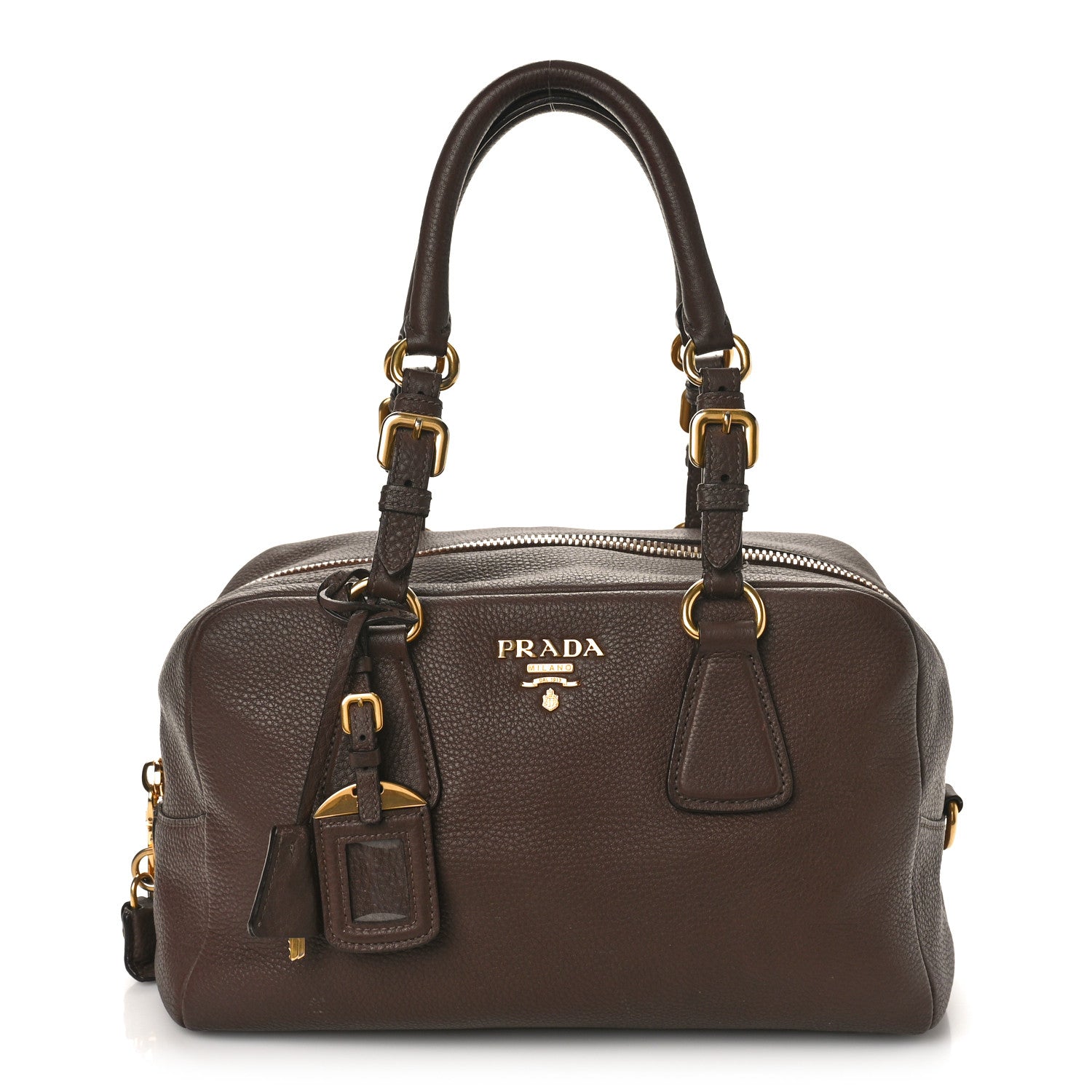 Prada Vitello Daino Shopping Satchel Dark Brown 1 of 13