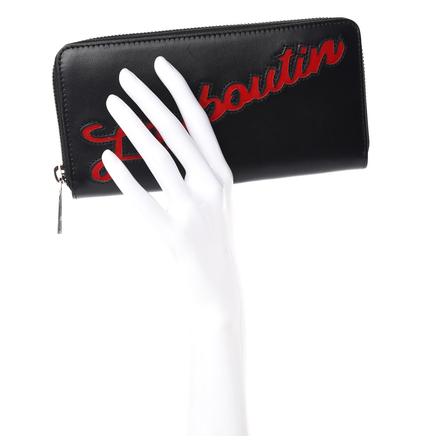 Christian Louboutin Calfskin Panettone Logo Zip Around Wallet Black 2 of 7