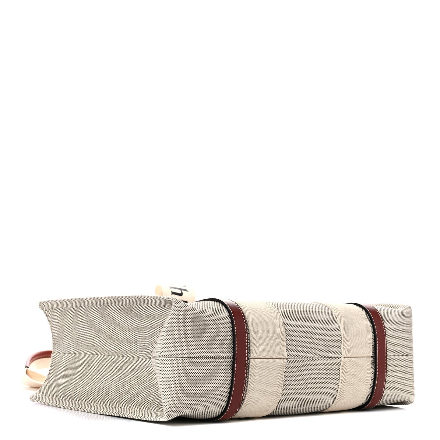 Cotton Calfskin Medium Woody Ribbon Tote White Brown