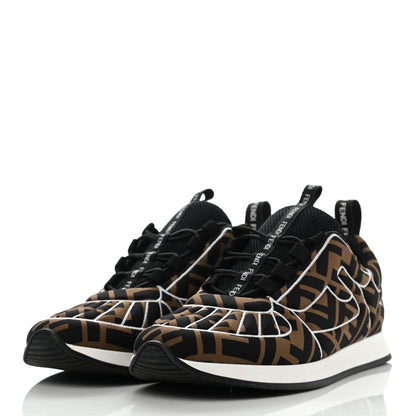 Fendi Stretch Fabric FFreedom Sneakers 36 Tobacco Black White 3 of 9