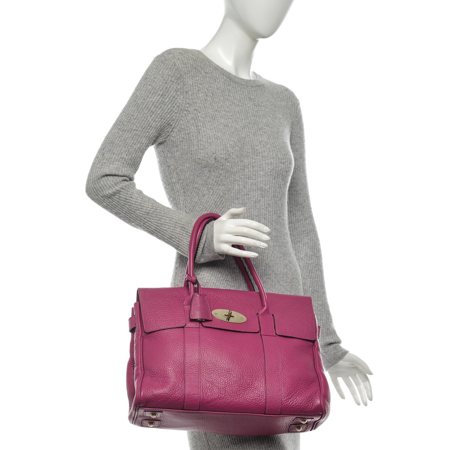 Mulberry Spongy Pebbled Calfskin Bayswater Hot Fuchsia 2 of 7