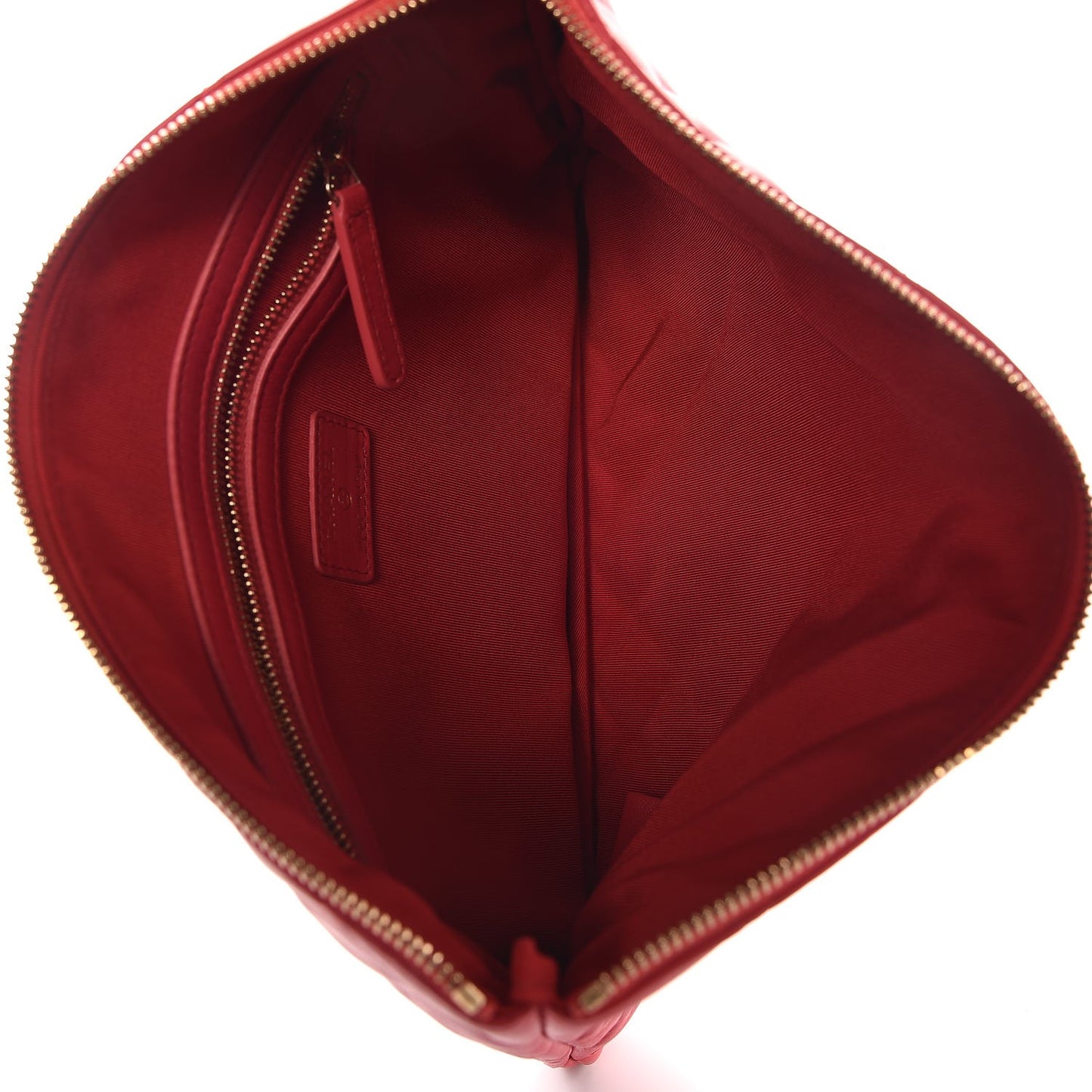Lambskin Quilted Medium Cosmetic Case Red