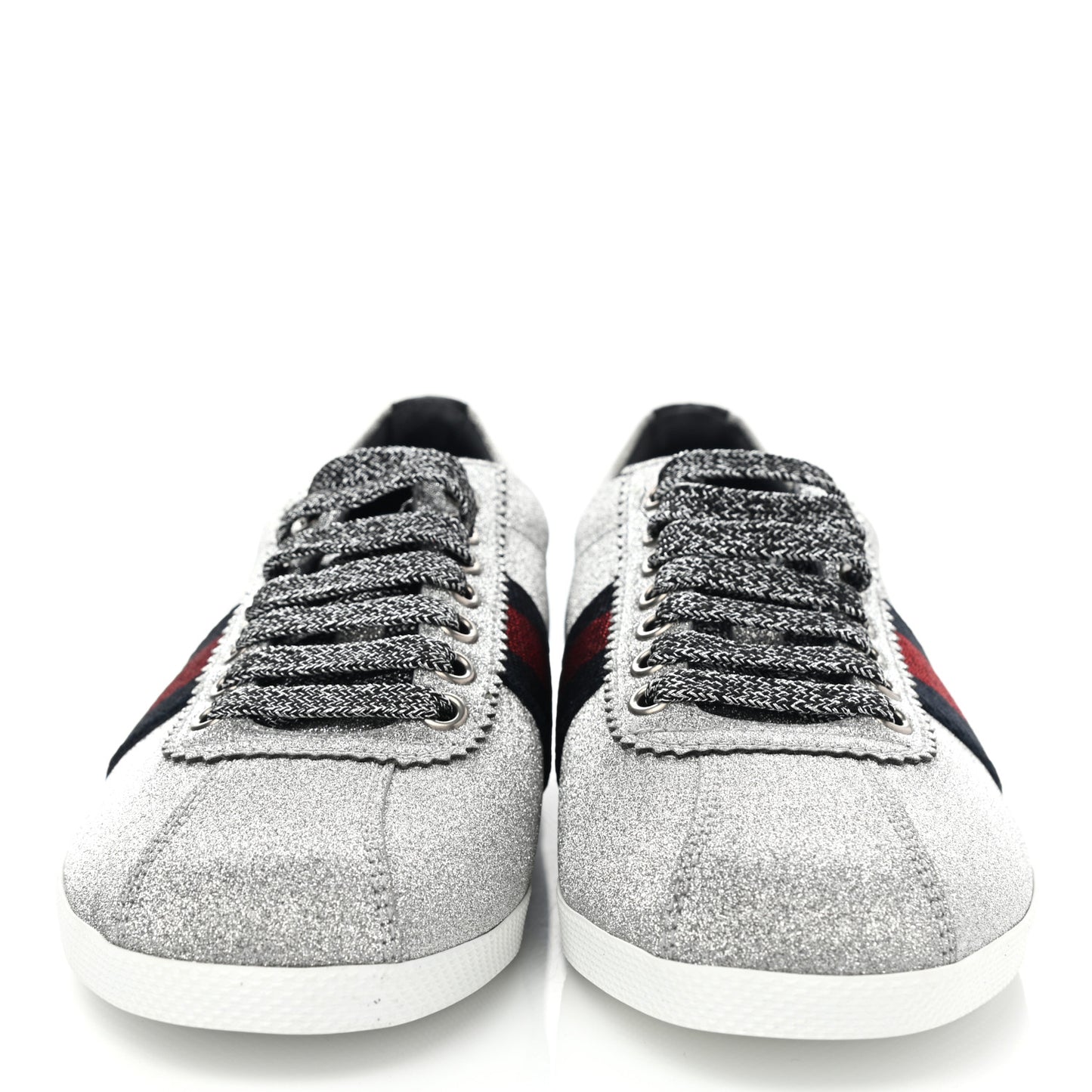 Glitter Fabric Studded Web Womens Sneakers 38 Silver