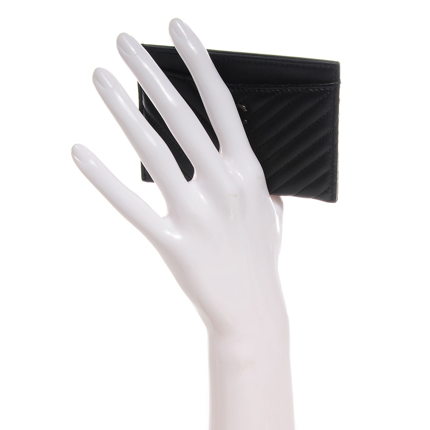 Chanel Lambskin Chevron Card Holder Black 2 of 8