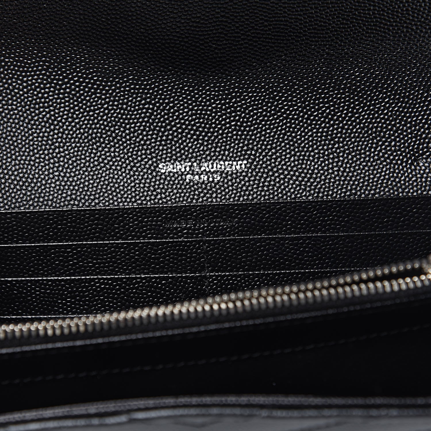 Saint Laurent Grain De Poudre Matelasse Chevron Monogram Flap Wallet Black 6 of 7